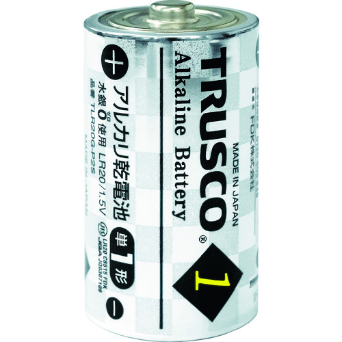 【TRUSCO】ＴＲＵＳＣＯ　アルカリ乾電池　単１　（２本入）